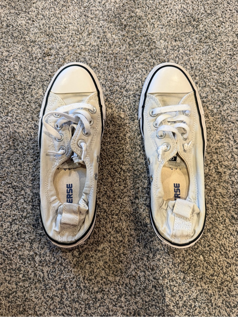Converse Women’s White Low-Top Canvas Sneakers with Black Trim